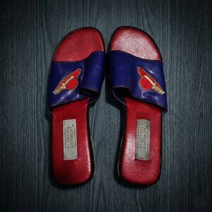 Allyson Whitmore Women’s 7M Sandals Red Purple Embroidered Slide Retro Preppy